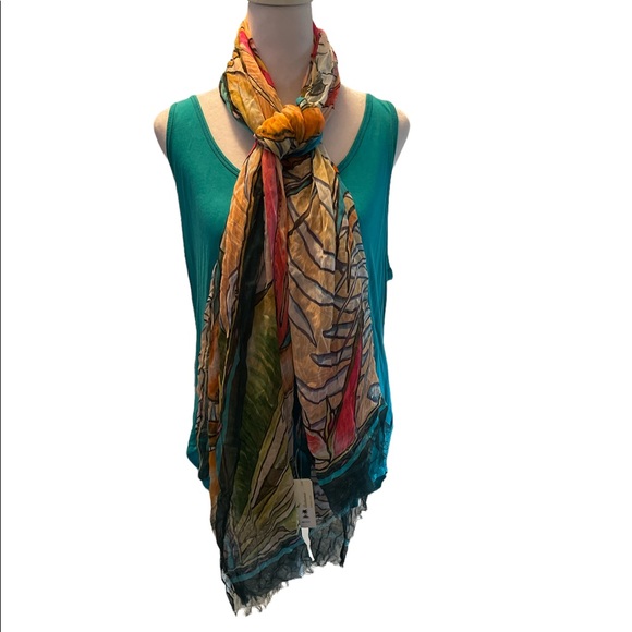 Tommy Bahama Accessories - NWT Tommy Bahama Colorful Scarf with Tropical Print, Leaves & Birds Fringe Ends
